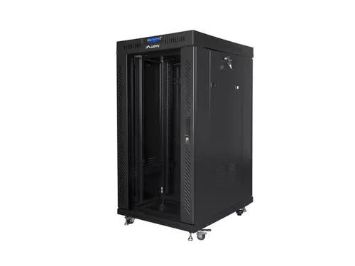 Комуникационен шкаф, Lanberg rack cabinet 19" free-standing 22U/800x800 (flat pack) with glass door lcd black v2