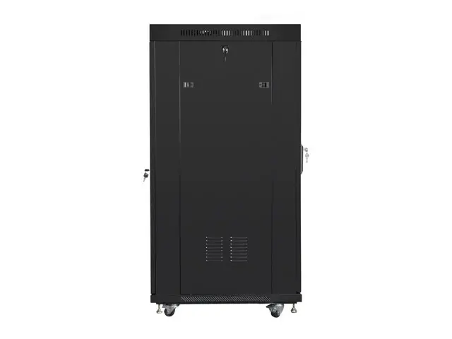 Комуникационен шкаф, Lanberg rack cabinet 19" free-standing 27U/800x1200 (flat pack) with glass door lcd, Top with fan tray: included 4 fans, Black - image 1