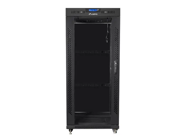 Комуникационен шкаф, Lanberg rack cabinet 19" free-standing 27U/800x1200 (flat pack) with glass door lcd, Top with fan tray: included 4 fans, Black - image 2