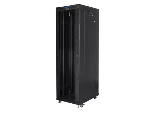 Комуникационен шкаф, Lanberg rack cabinet 19" free-standing 42U/600x1000 (flat pack) with glass door lcd black v2