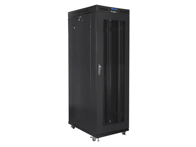 Комуникационен шкаф, Lanberg rack cabinet 19" free-standing 27U/800x1200 (flat pack) with mesh door lcd black - image 2