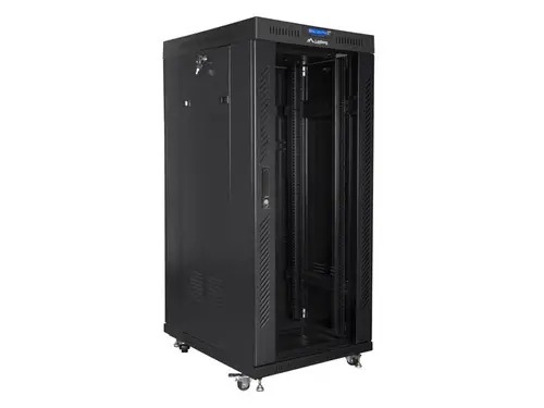 Комуникационен шкаф, Lanberg rack cabinet 19" free-standing 27U/800x1000 (flat pack) with glass door lcd black v2 - image 5