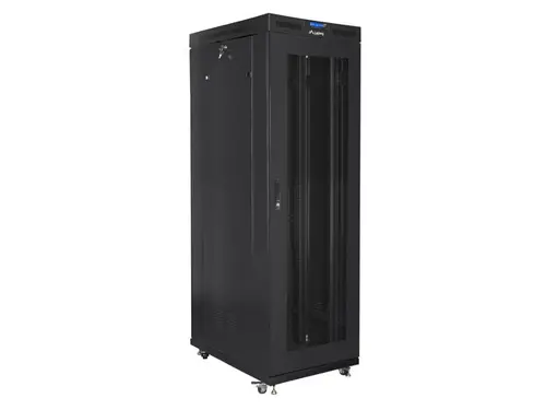 Комуникационен шкаф, Lanberg rack cabinet 19" free-standing 27U/800x1000 (flat pack) with glass door lcd black v2 - image 2