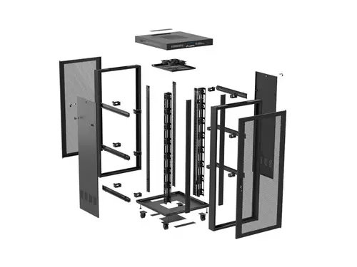 Комуникационен шкаф, Lanberg rack cabinet 19" free-standing 37U/600X800 (FLAT PACK) with mesh door LCD black - image 3