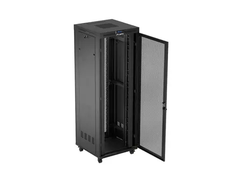 Комуникационен шкаф, Lanberg rack cabinet 19" free-standing 47U/800X800 (FLAT PACK) with mesh door LCD black - image 4