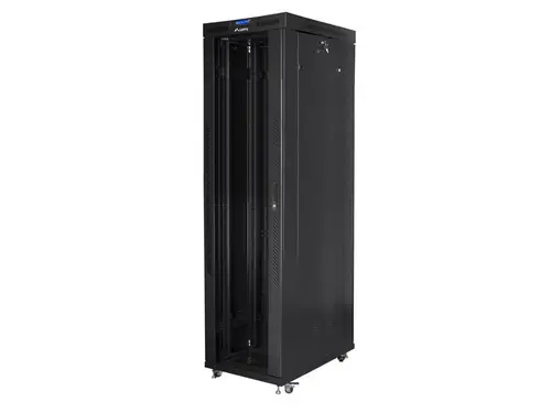 Ερμάριο επικοινωνιών, Lanberg rack 19" ελεύθερης τοποθέτησης 47U/800x1000 (flat pack) με γυάλινη πόρτα lcd μαύρο v2 - 1