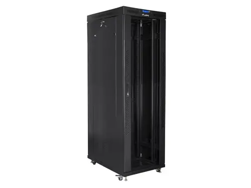 Комуникационен шкаф, Lanberg rack cabinet 19" free-standing 42U/800x1000 (flat pack) with glass door lcd black v2 - image 1