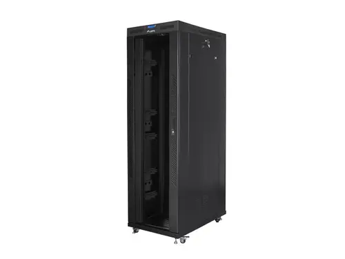 Dulap de comunicații, Lanberg rack 19" de sine stătător 42U/800x1200 (flat pack) cu ușă de sticlă lcd negru v2 - 1