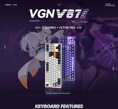 VGN професионална безжична геймърска механична клавиатура Wireless Professional Gaming Mechanical Keyboard - V87 PRO Diana - Aniya Switches, BT5.0, 2.4G - image 8