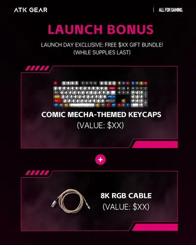 ATK професионална геймърска механична клавиатура Professional Gaming Mechanical Keyboard RS6 - 8K, Gateron Jade Pro Switches [Linear] - Black - image 6
