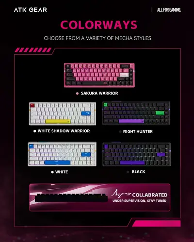 ATK професионална геймърска механична клавиатура Professional Gaming Mechanical Keyboard RS6 - 8K, Gateron Jade Pro Switches [Linear] - White - image 5
