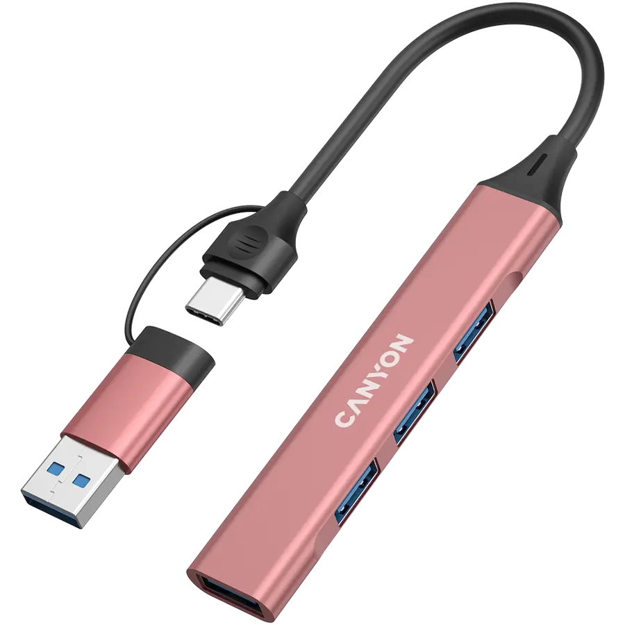 CANYON hub DS-02 4in1 USB-A/C Pink - image 1