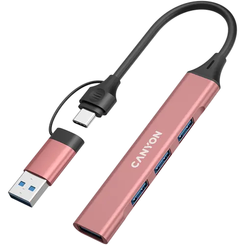 CANYON hub DS-02 4in1 USB-A/C Pink - image 1