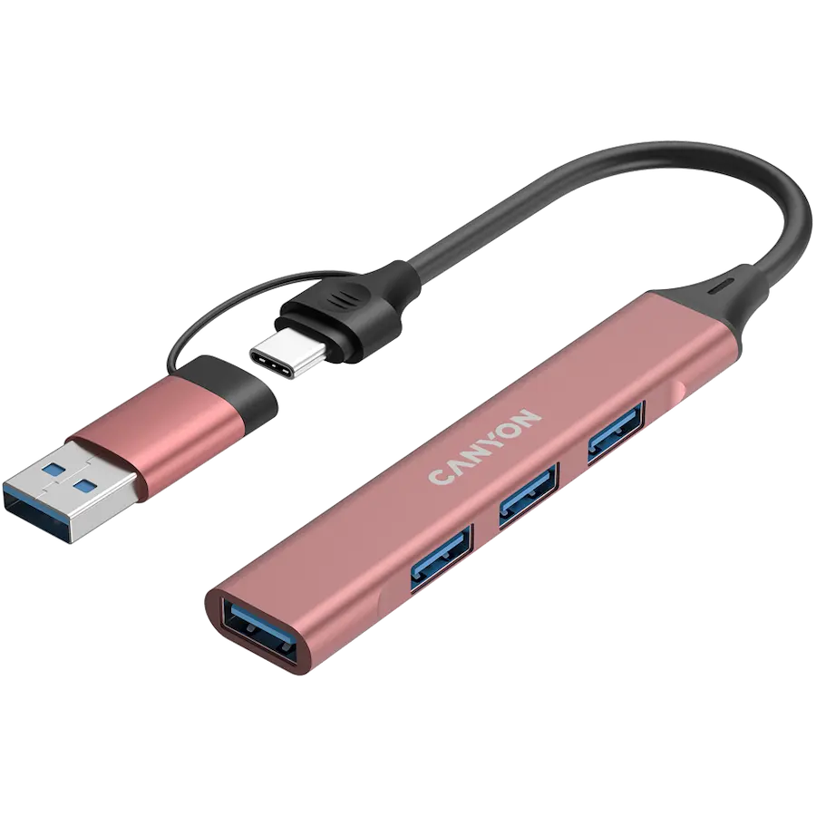 CANYON hub DS-02 4in1 USB-A/C Pink - image 2