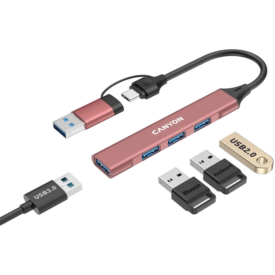 CANYON hub DS-02 4in1 USB-A/C Pink - image 3