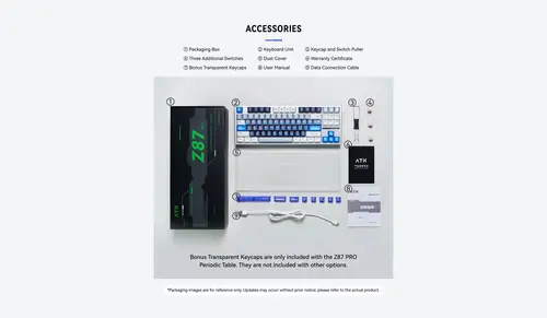 ATK професионална безжична геймърска механична клавиатура Wireless Professional Gaming Mechanical Keyboard - Z87 PRO Side Engraving - Aniya Switches - image 10