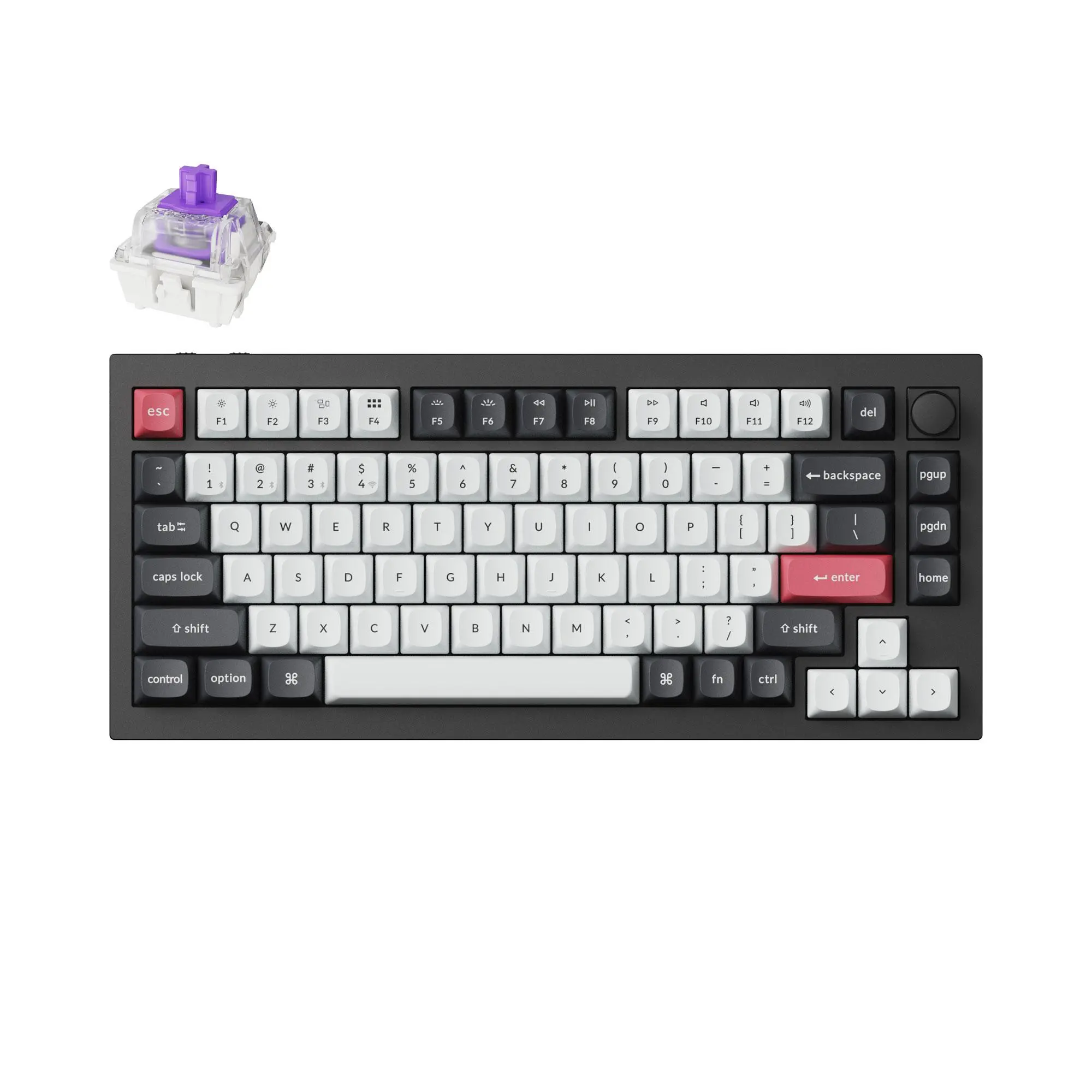 Tastatură mecanică Keychron Q1 HE QMK 75% Carbon Black - Wireless
