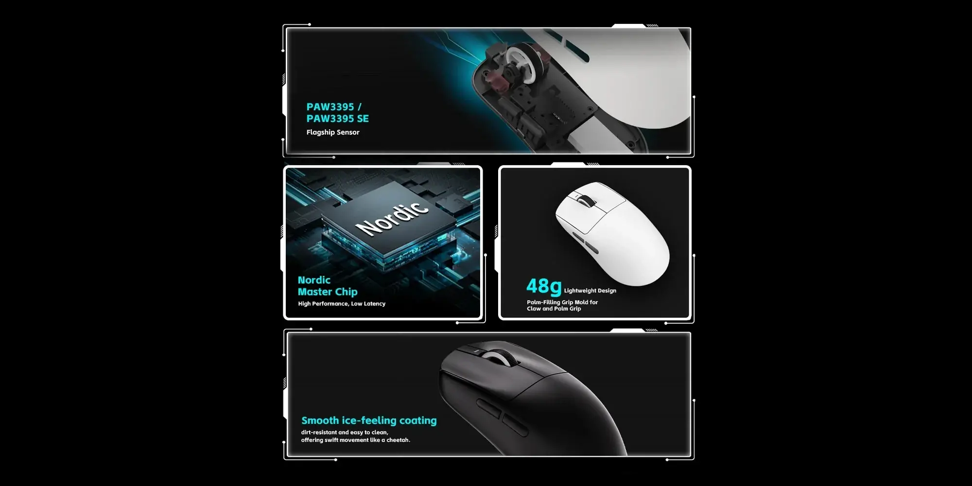 VXE професионална геймърска мишка Wireless Gaming Mouse Dragonfly R1 SE+ - Huano Blue Glow V2, White - image 2
