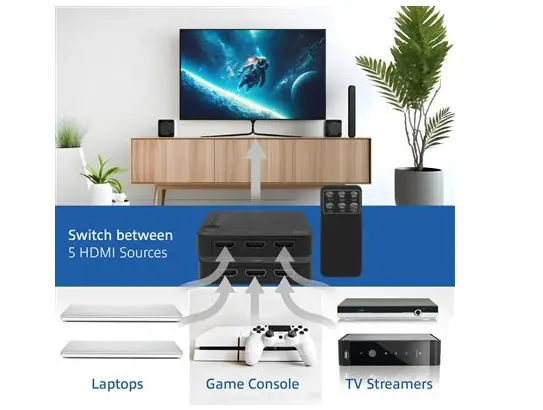 HDMI суич ACT AC7841, 5/1, 3D, 4K@60Hz, Черен - image 4