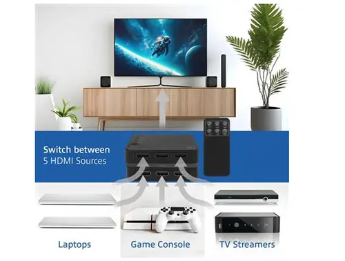 HDMI суич ACT AC7841, 5/1, 3D, 4K@60Hz, Черен - image 4