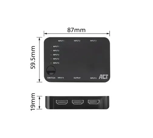 HDMI суич ACT AC7841, 5/1, 3D, 4K@60Hz, Черен - image 5