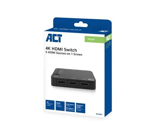 HDMI суич ACT AC7841, 5/1, 3D, 4K@60Hz, Черен - image 6