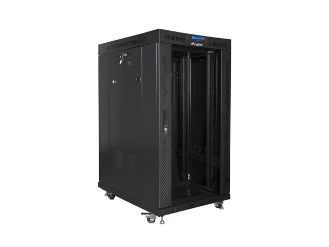 Комуникационен шкаф, Lanberg rack cabinet 19" free-standing 22U/800x1000 (flat pack) with mesh door lcd black v2 - image 4