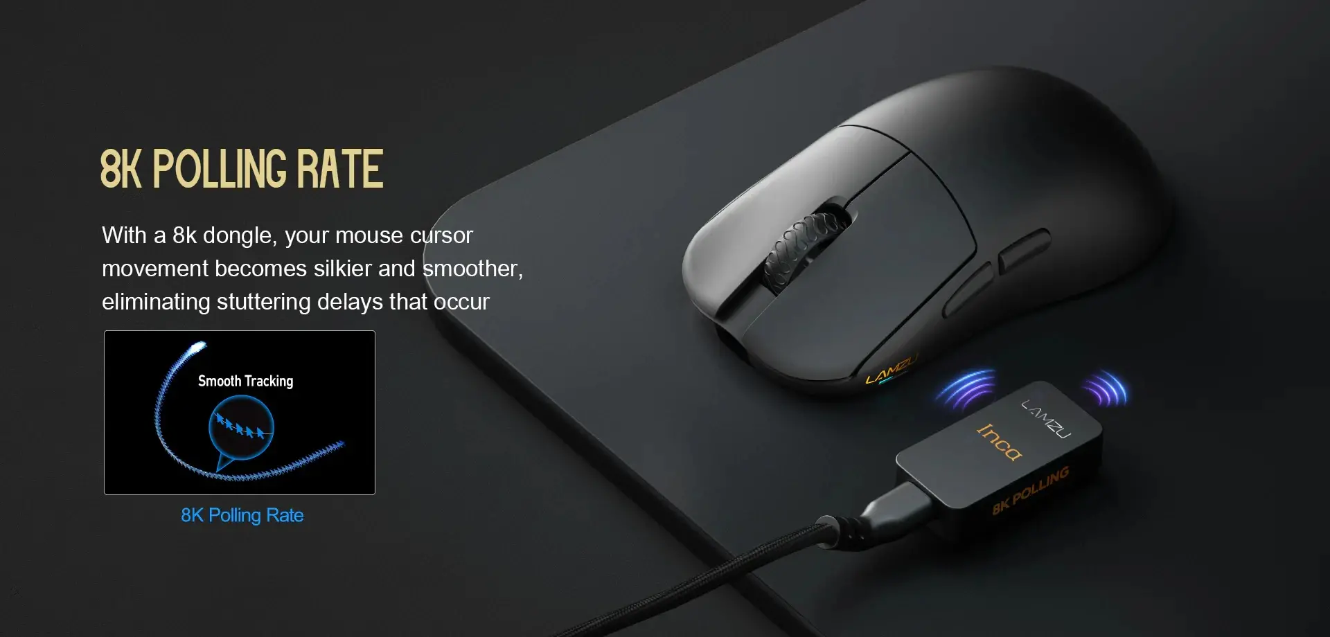 Lamzu професионална геймърска мишка INCA 8K - Wireless Gaming Mouse - White - image 9
