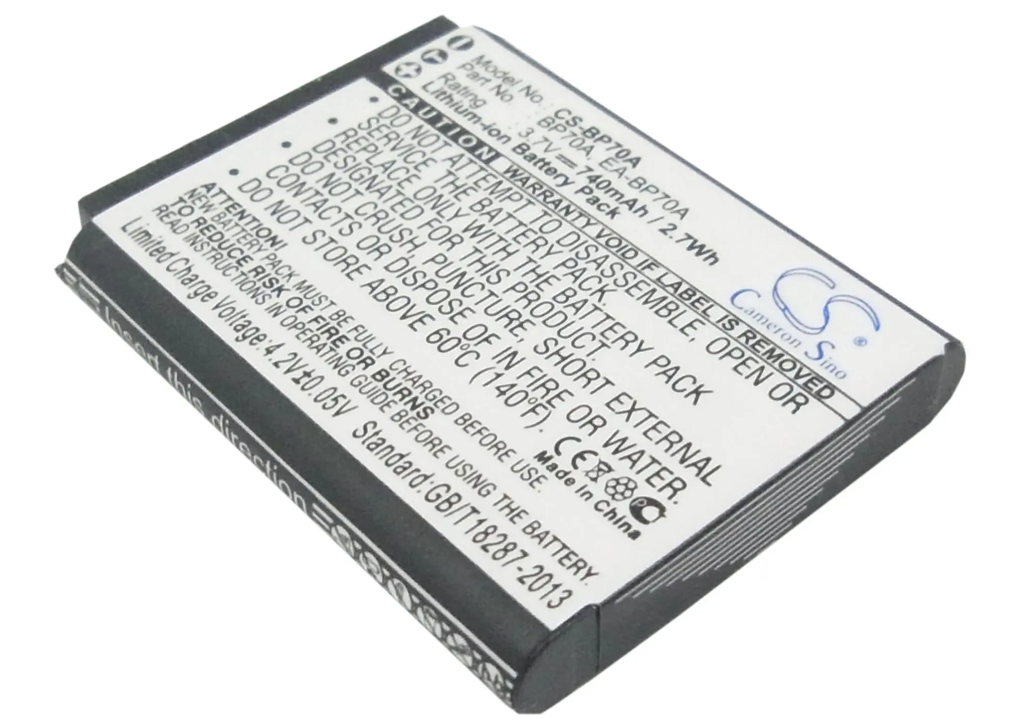 Μπαταρία για φωτογραφική μηχανή Samsung BP70A, Li-Ion 3.7V, 740mAh, Cameron Sino