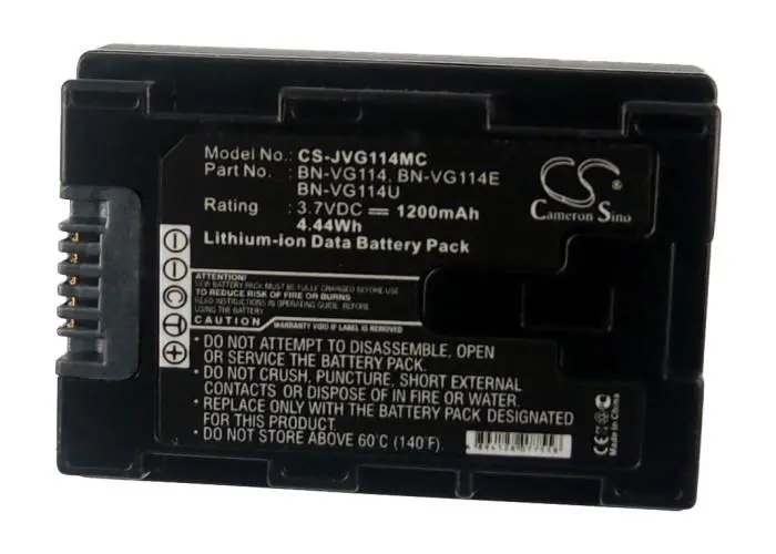 Батерия за камера JVC VG114 MC Li-Ion 3.7V 1200mAh Cameron Sino - image 2