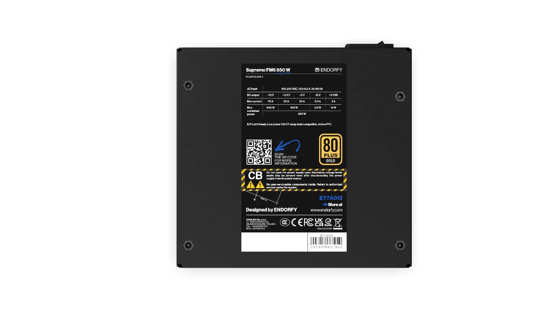 Захранващ блок Endorfy Supremo FM6 850W 80+ Gold, PCIe 5.1 - Fully Modular - image 7