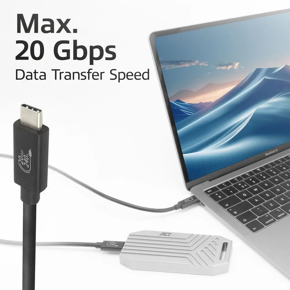 ACT Кабел USB-C - USB-C, 2 м / USB4, 20Gbps, 240W, сертифициран USB-IF - image 3