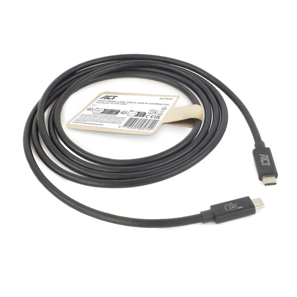 ACT Кабел USB-C - USB-C, 2 м / USB4, 20Gbps, 240W, сертифициран USB-IF - image 7