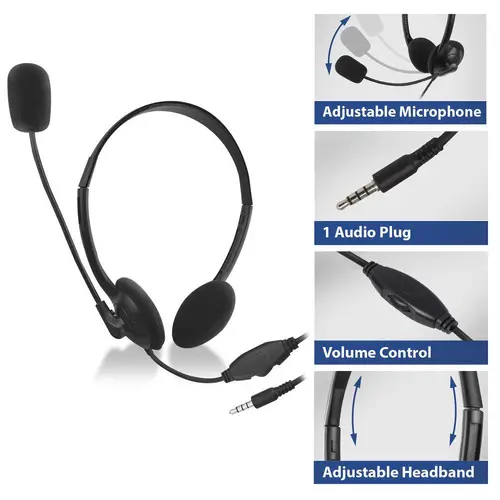 ACT Căști cu microfon, jack 3.5mm, 2 m - 3