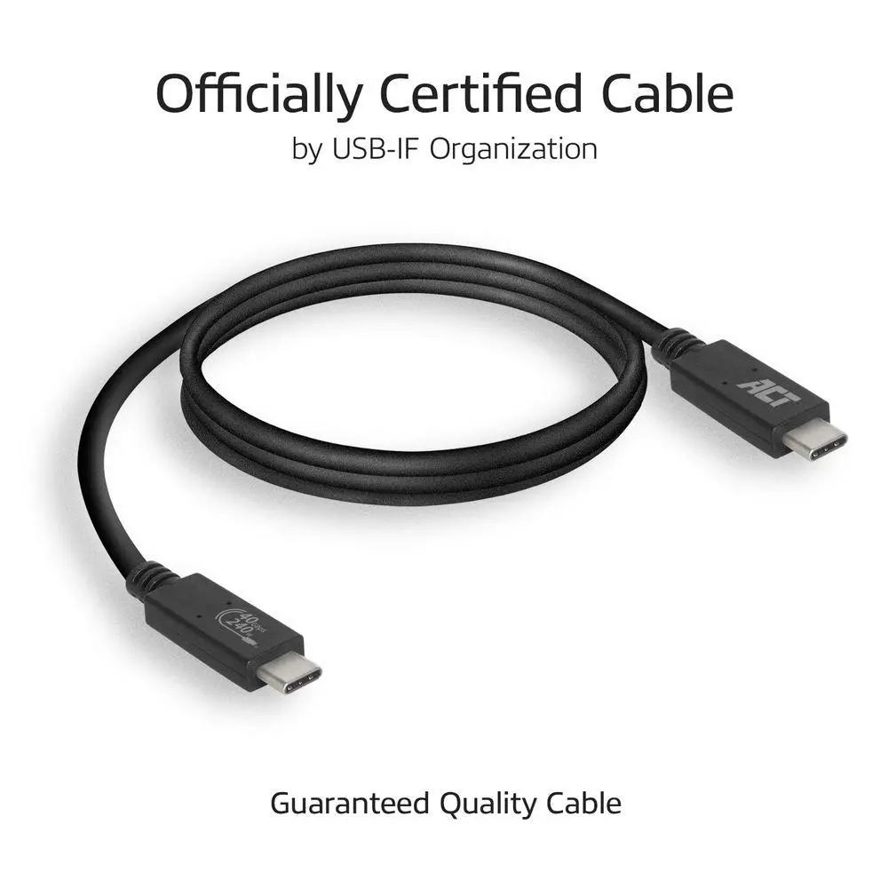 Кабел ACT USB-C - USB-C, 0.8 м / USB4, 40Gbps, 240W, сертифициран USB-IF - image 2