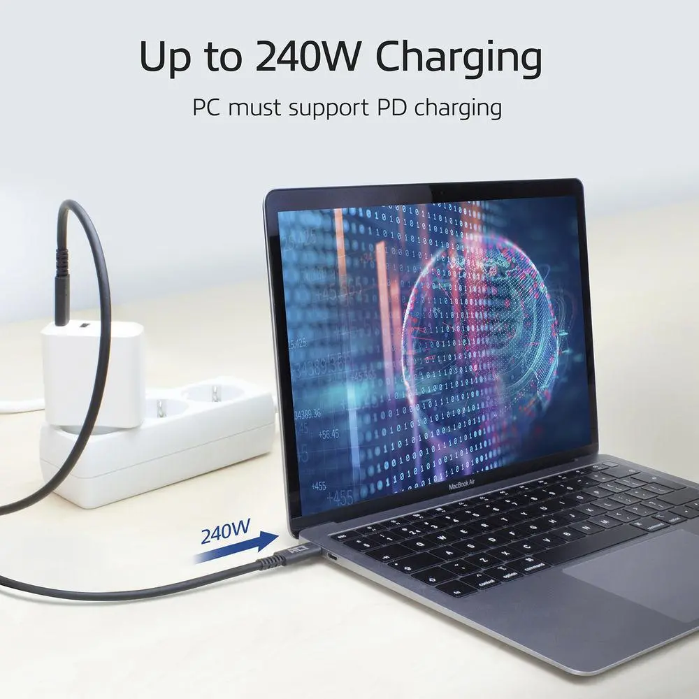 Кабел ACT USB-C - USB-C, 0.8 м / USB4, 40Gbps, 240W, сертифициран USB-IF - image 6