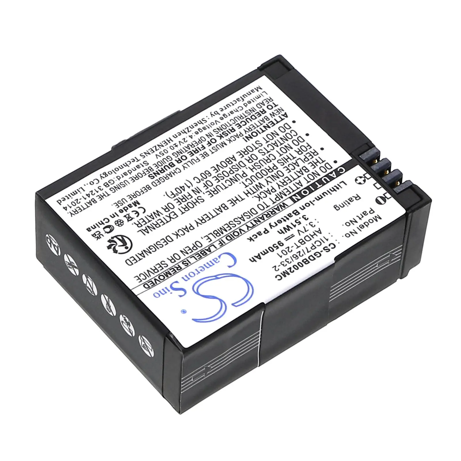Батерия за камера GO PRO Hero 3; HERO 3 Plus AHDBT-201 3,7V 950mAh LIIon Cameron Sino - image 2