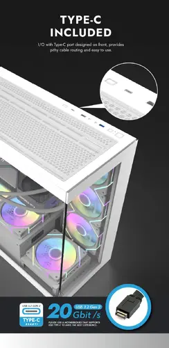 Darkflash кутия Case ATX - DS900 White - USB-C - image 11