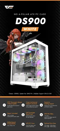 Darkflash кутия Case ATX - DS900 White - USB-C - image 8