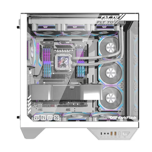 Darkflash кутия Case ATX - DY470 Ice White - 4 x 120 mm Infinity Mirror Fans - image 1