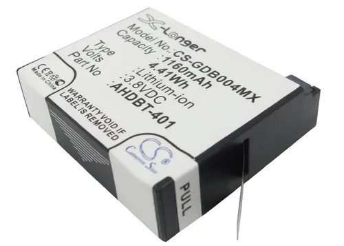 Baterie pentru cameră GOPRO Hero 4; HERO 4 Plus AHDBT-401 3,8V 1160mAh LIIon Cameron Sino - 1