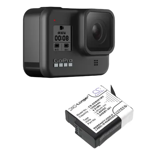 Батерия за камера GOPRO Hero 5; Hero 6; Hero 7; Hero 8   AHDBT-501  3,85V 1250mAh   LIIon Cameron Sino - image 1