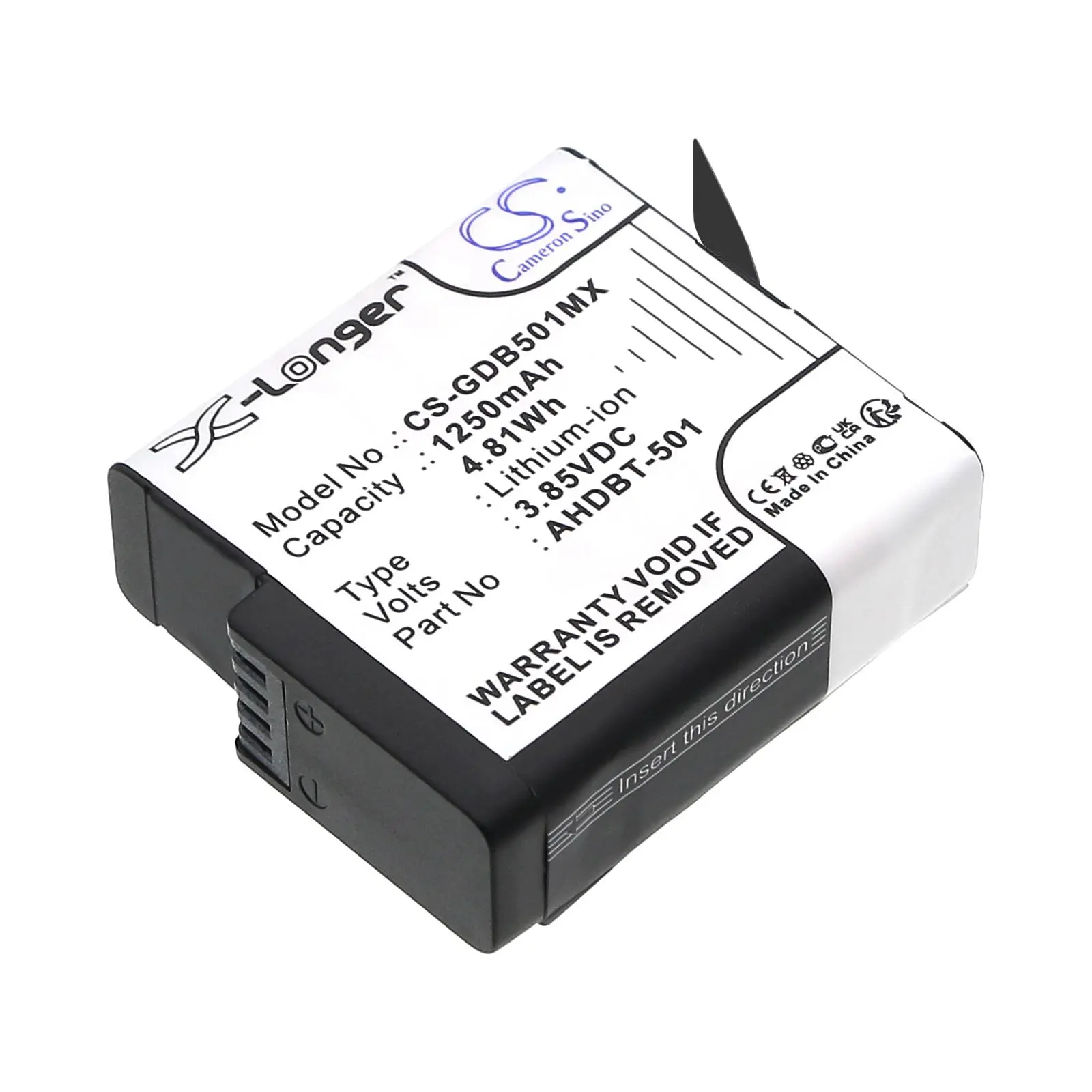 Батерия за камера GOPRO Hero 5; Hero 6; Hero 7; Hero 8 AHDBT-501 3,85V 1250mAh LIIon Cameron Sino - image 2