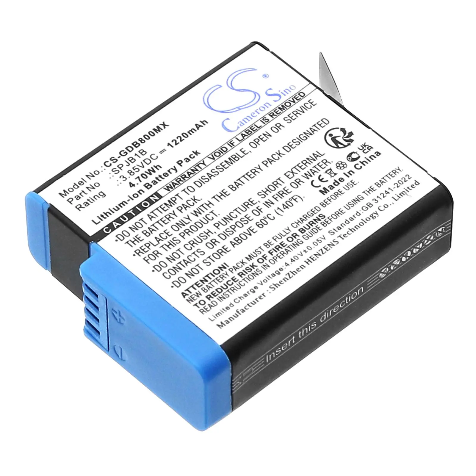 Батерия за камера GOPRO Hero 5; HERO 6; Hero 7; Hero 8 AABAT-001 3,85V 1220mAh LIIon Cameron Sino - image 2