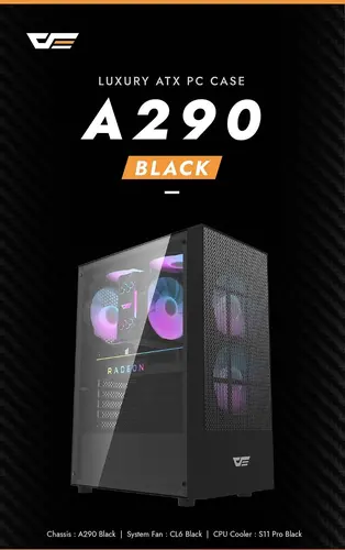 Darkflash carcasă Case ATX - A290 Black - 3 x 120 mm RGB fans included - 9