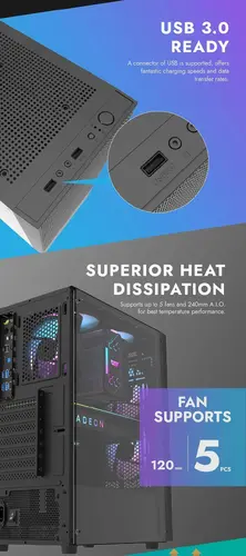 Darkflash κουτί Case ATX - A290 Black - 3 x 120 mm RGB fans included - 10