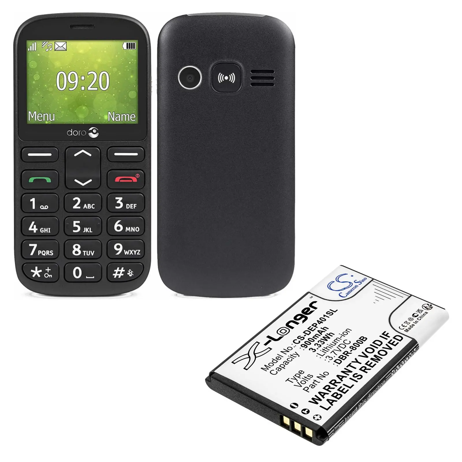 Батерия за мобилен телефон DORO 1350, 1361, 6520, 6530, Primo 805 DBP-800B LiIon 3,7V 900mAh CAMERON SINO - image 1