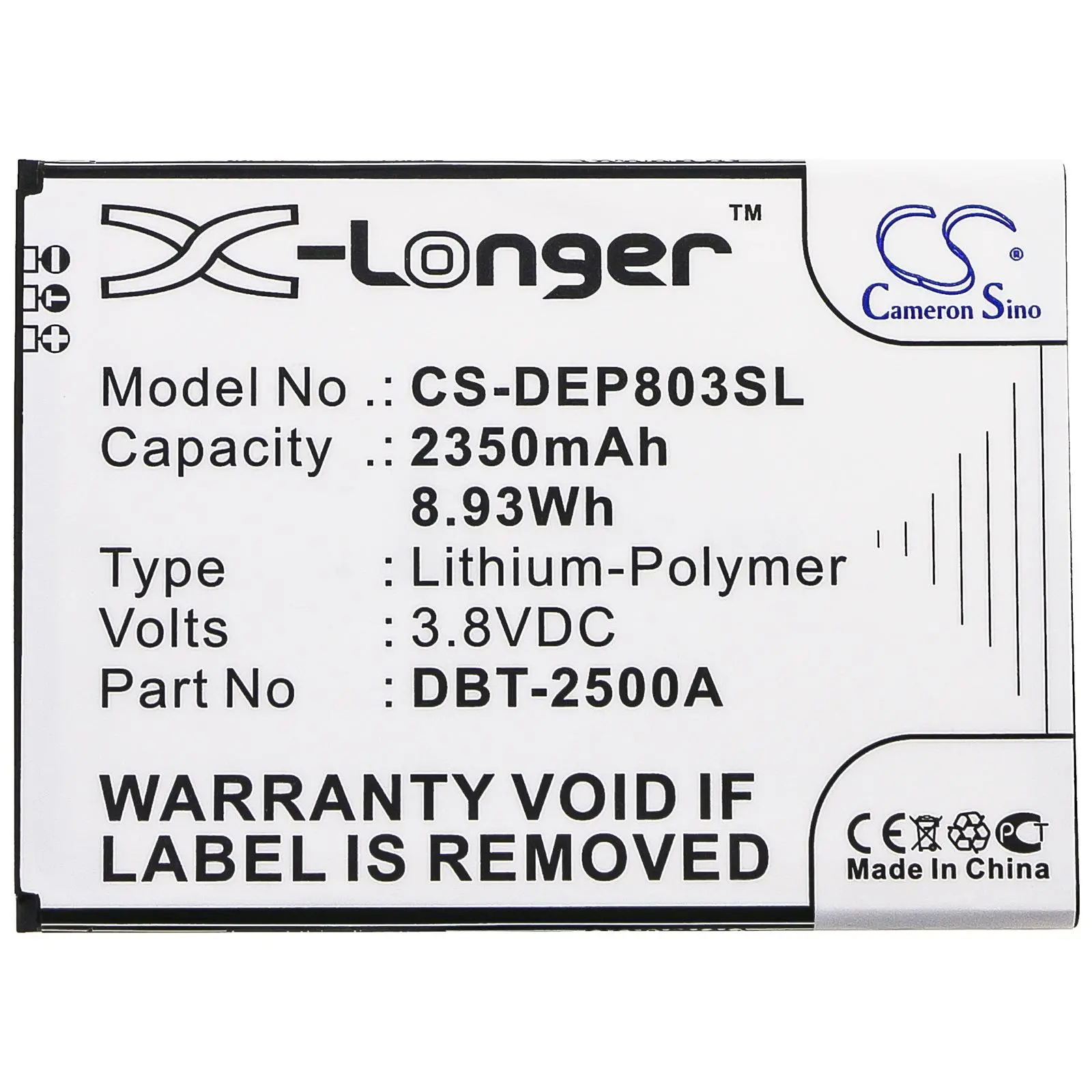 Батерия за мобилен телефон DORO 8035, DSB-0170 DBT-2500A LiPo 3,8V 2350mAh CAMERON SINO - image 3