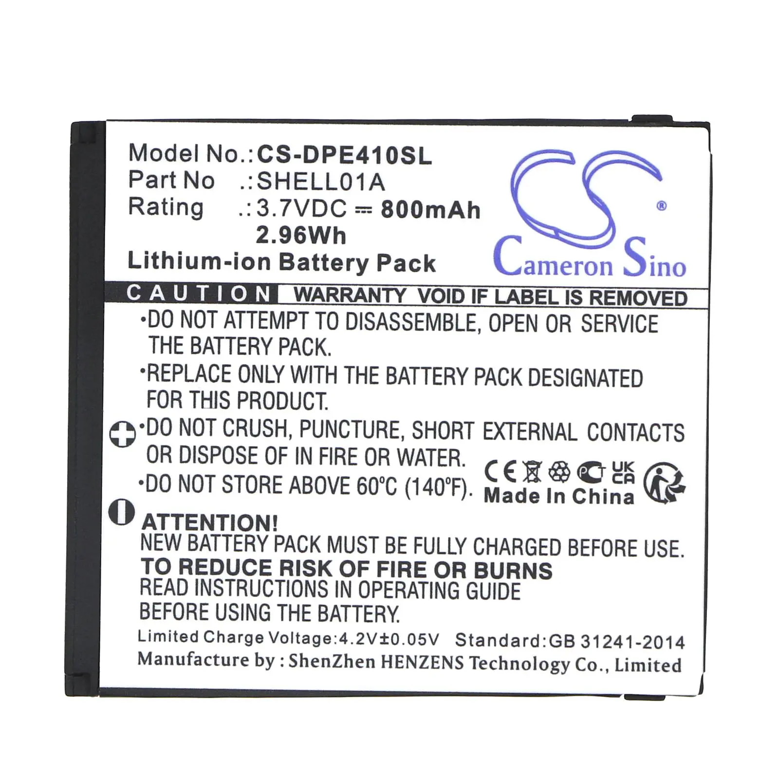 Батерия за мобилен телефон DORO PhoneEasy 409, PhoneEasy 410, PhoneEasy 610 LiIon 3,7V 800mAh CAMERON SINO - image 2