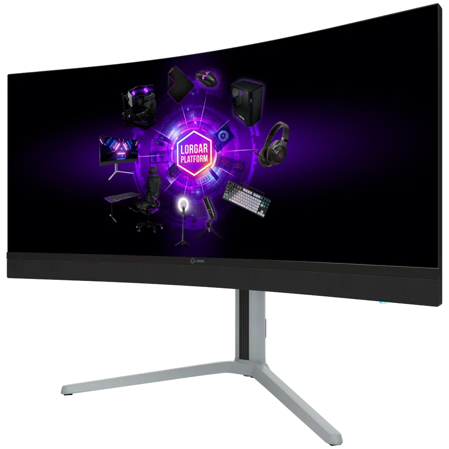 LORGAR 34MP1, UWQHD MiniLED Gaming Monitor Pro, 34'' (3440*1440) VA curved monitor, black/milky grey - image 2